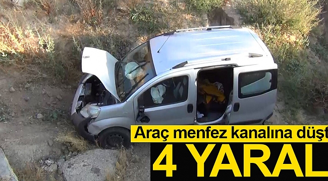 Araç menfez kanalına düştü: 4 yaralı