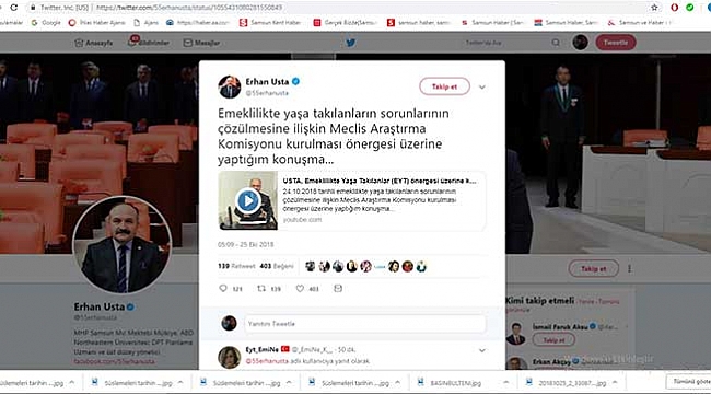 Erhan Usta'dan MHP'deki kriz sonrası tweet