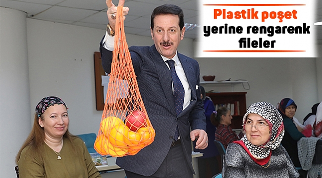 Plastik poşet yerine rengarenk fileler