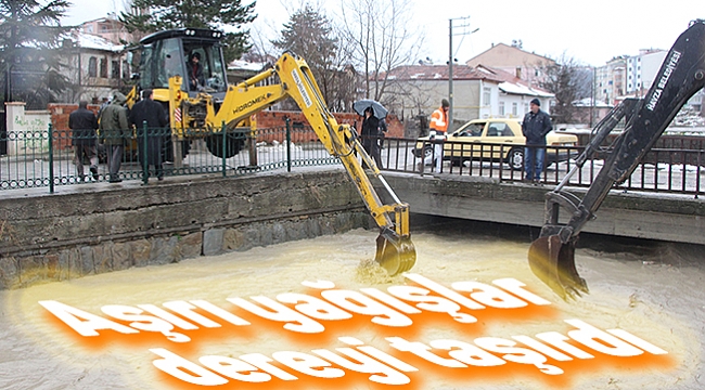 Aşırı yağışlar dereyi taşırdı