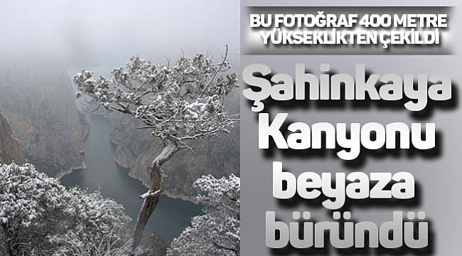 Şahinkaya Kanyonu beyaza büründü