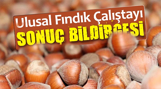 Ulusal Fındık Çalıştayı sonuç bildirgesi