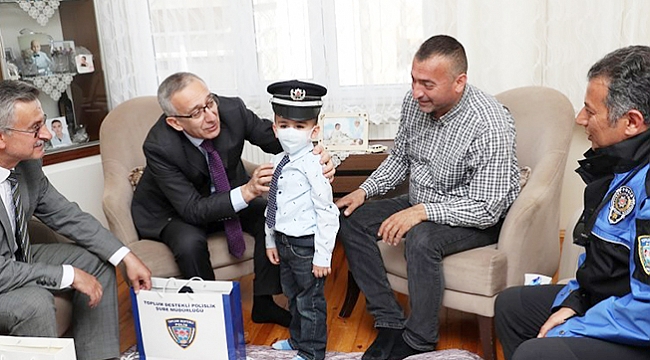 Lösemili küçük Çınar'ın polis kıyafeti giyme hayali gerçek oldu