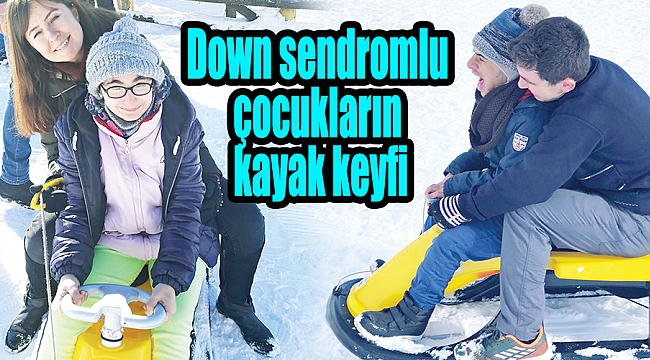 Down sendromlu çocukların kayak keyfi