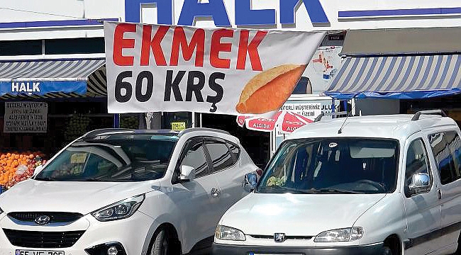 O markette ekmek 60 kuruş