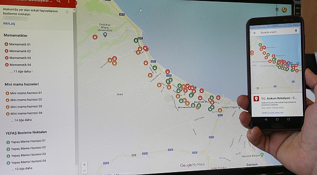 Sokak canlıları için dijital besleme noktaları haritası