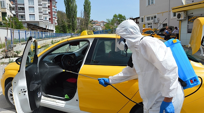 Havza’da taksiler dezenfekte edildi