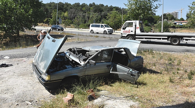 İnşaatın bahçesine devrildi