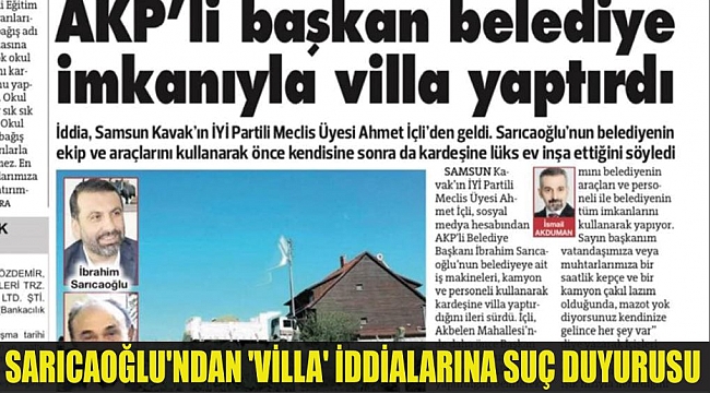 SARICAOĞLU'NDAN 'VİLLA' İDDİALARINA SUÇ DUYURUSU
