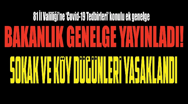 BAKANLIK GENELGE YAYINLADI!  Sokak ve köy düğünleri yasaklandı