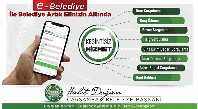 Çarşamba e-belediye  sistemine geçti 