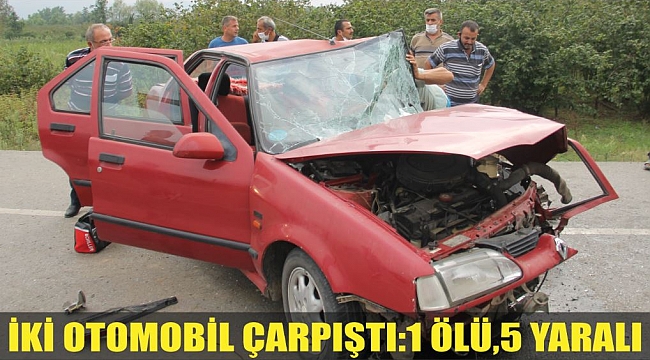 İKİ OTOMOBİL ÇARPIŞTI:1 ÖLÜ,5 YARALI