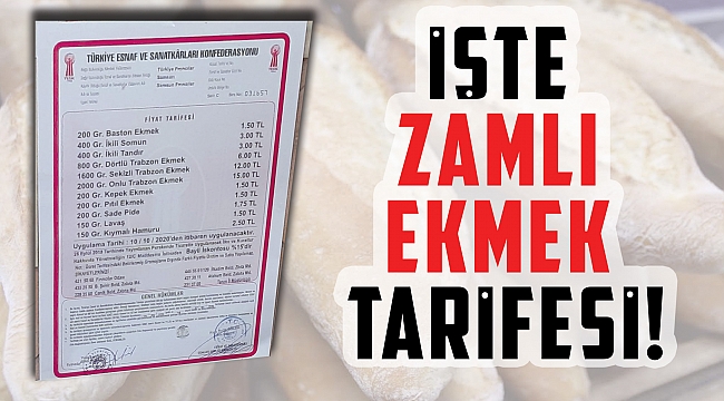 İşte zamlı ekmek tarifesi!