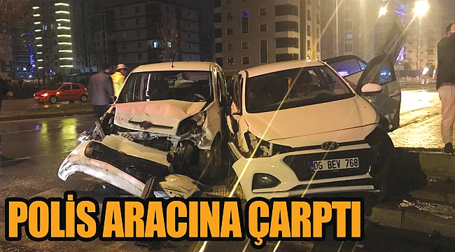 Polis aracına çarptı