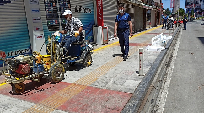 Kaldırım işgaline çizgili önlem