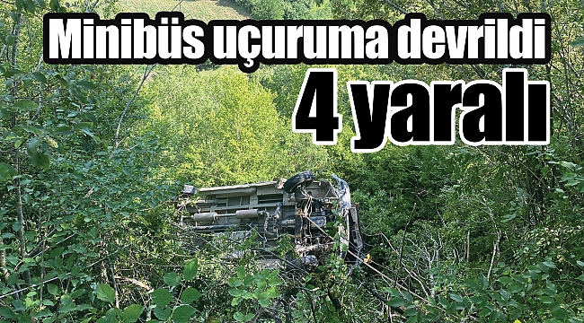 Minibüs uçuruma devrildi: 4 yaralı