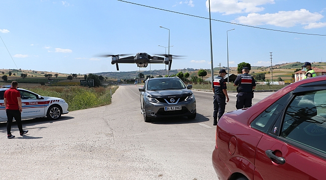 Havza'da dronelu trafik denetimi