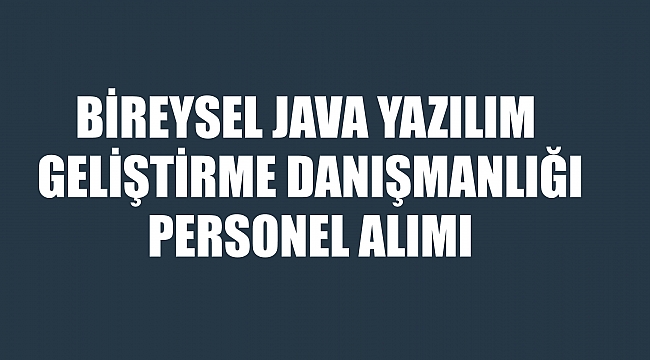 BİREYSEL JAVA YAZILIM GELİŞTİRME DANIŞMANLIĞI PERSONEL ALIMI