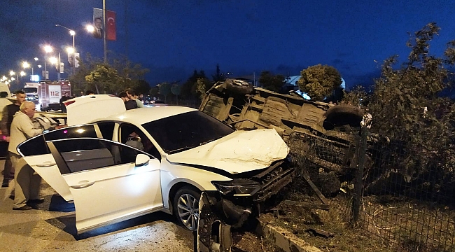 Devrilen otomobilin sürücüsü yaralandı