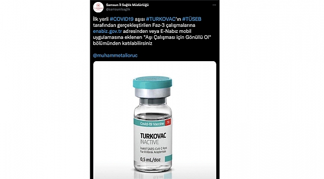 Samsun’a TURKOVAC çağrısı