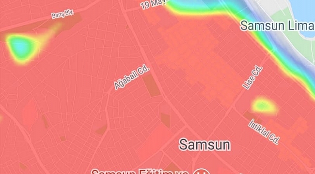 Samsun kırmızıyla kaplandı