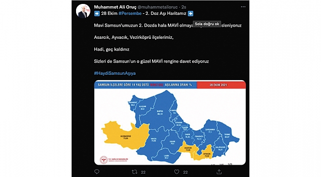 Üç ilçe aşılamada mavi değil