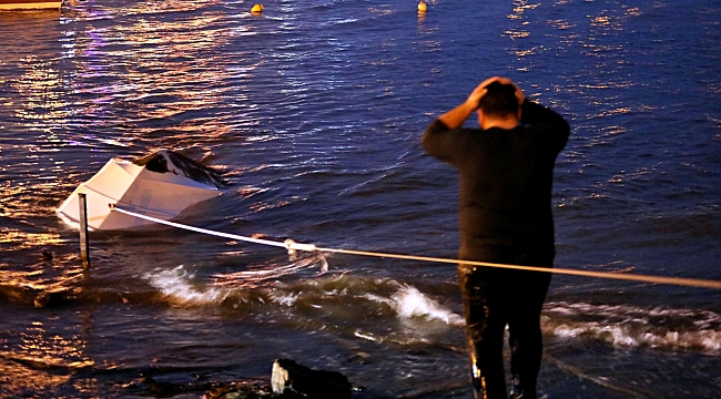 Alabora olan teknedeki 3 kişi kurtarıldı