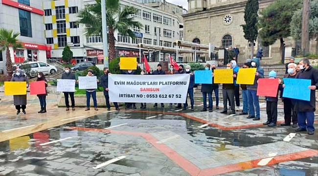 Evim mağdurları eylem yaptı