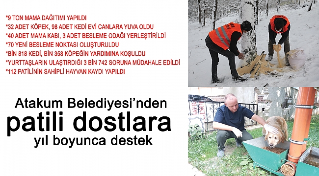 Atakum Belediyesi’nden patili dostlara yıl boyunca destek