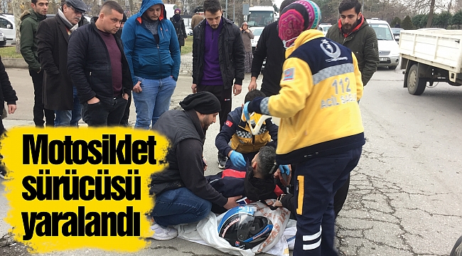 Motosiklet sürücüsü yaralandı