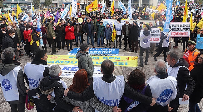 Sendikalardan yürüyüş ve miting