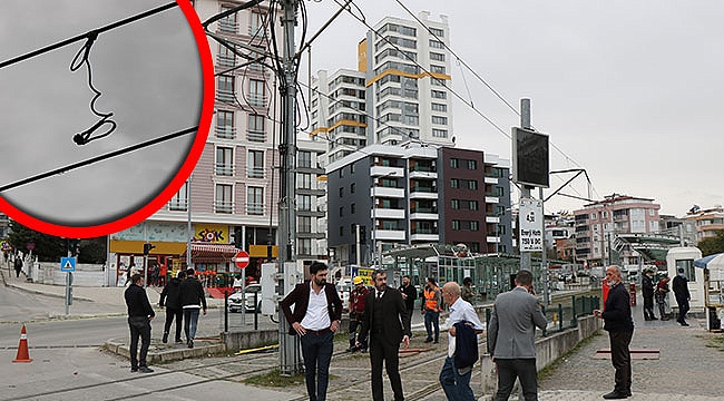 VİNÇ TRAMVAY HATTININ ELEKTRİK TELİNİ KOPARDI