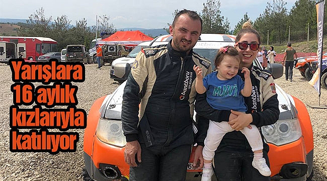 Yarışlara 16 aylık kızlarıyla katılıyor