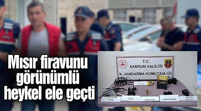 Mısır firavunu görünümlü heykel ele geçti