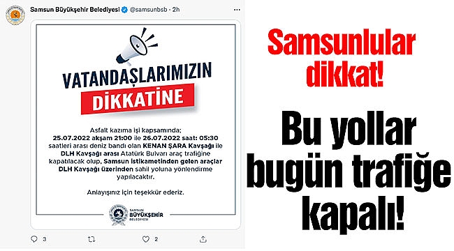 Samsunlular dikkat!