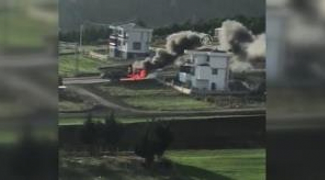 Beton pompası yandı!