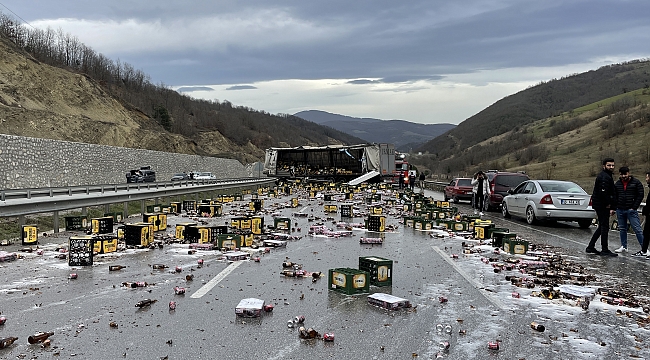 Bira şişeleri yola saçıldı