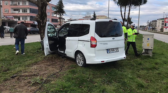 Ticari araç ağaca çarptı: 1 yaralı