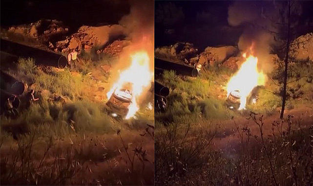 Alev topuna dönen araçtaki 1 kişi yanarak öldü