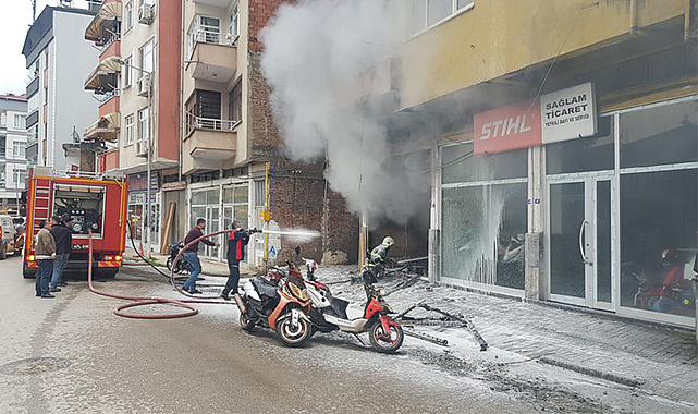 Samsun’da tamirhanede yangın