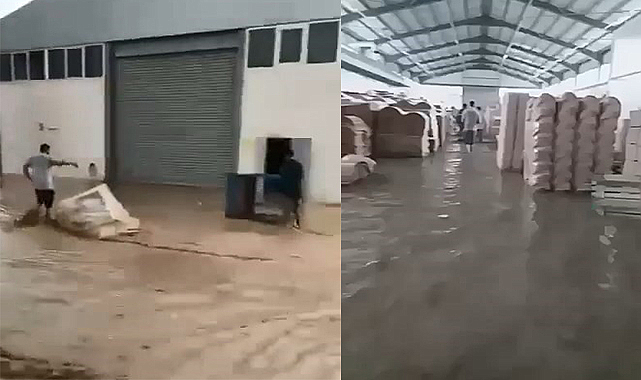 Vezirköprü'de sağanak: İş yerlerini su bastı