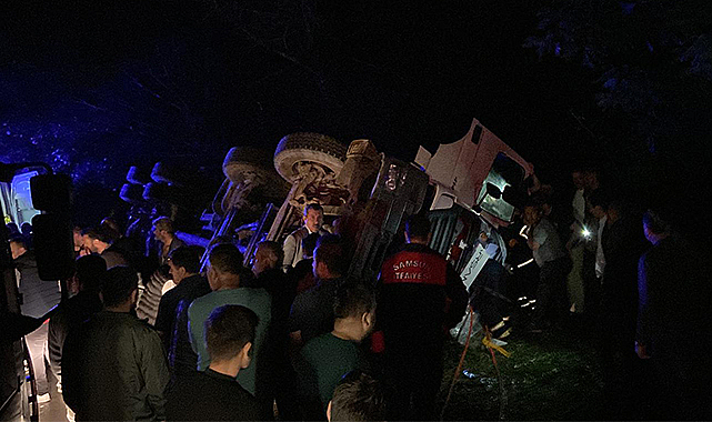 Devrilen beton mikserindeki 2 kişi yaralandı