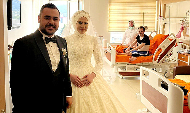 Gelinden ahde vefa! Karaciğer nakli olan dayısını gelinliğiyle ziyaret etti