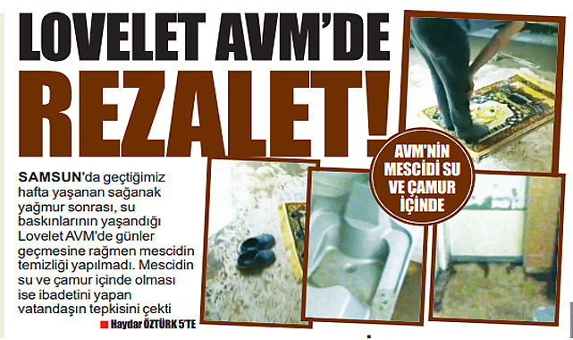 Samsun'da Lovelet AVM'nin mescidinin içler acısı hali tepkiye neden oldu