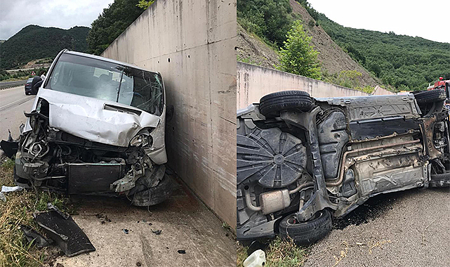Zincirleme kaza da polis memuru yaralandı