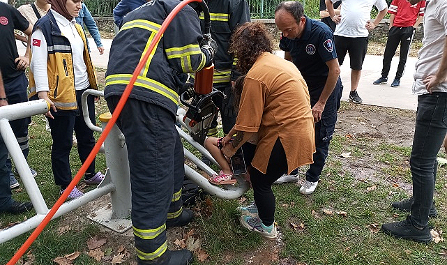 Minik Masal’ın bacağı spor aletine sıkıştı