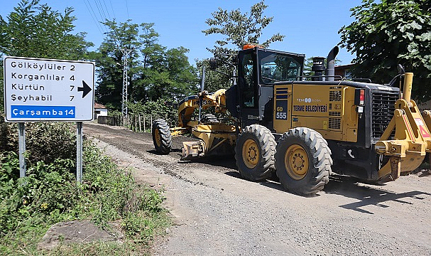 Terme Belediyesi yol yapım çalışmalarını sürdürüyor