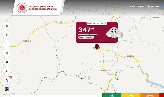 Türkiye’de en kalitesiz hava Boyabat’ta