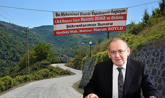 BAŞKAN DEMİR'E PANKARTLI YOL TEŞEKKÜRÜ