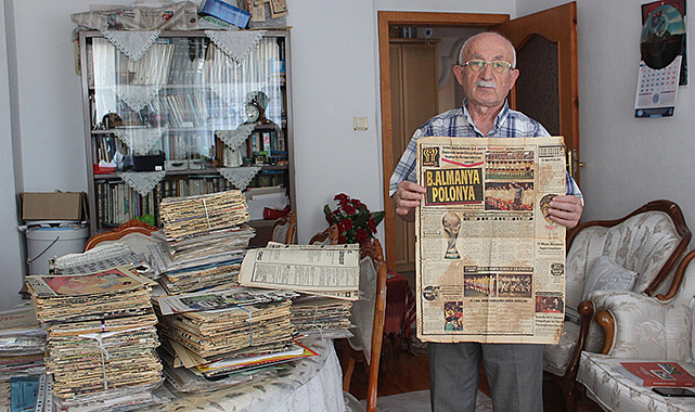Emekli öğretmen 64 yıldır gazete biriktiriyor